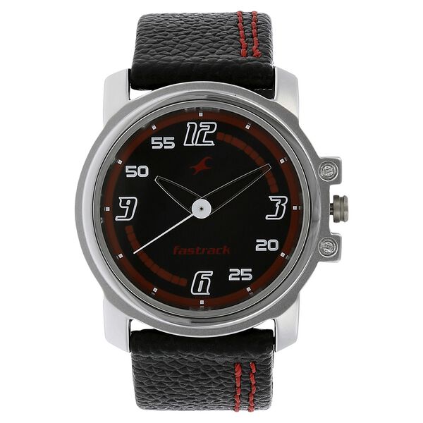 Fastrack Quartz Analog Black Dial Leather Strap Watch for Guys - image number 0