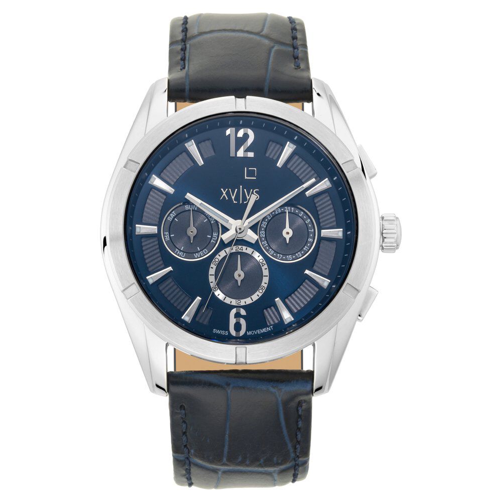 Buy Online Xylys Swiss Multifunction Blue Leather Strap Blue Dial Watch For Men ns40045sl01e Titan