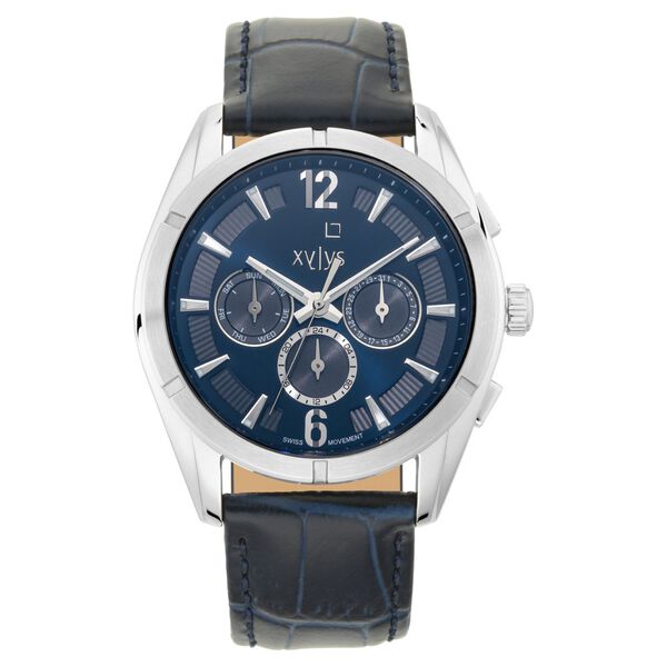 Xylys Swiss Multifunction Blue Leather Strap Blue Dial Watch For Men - image number 1