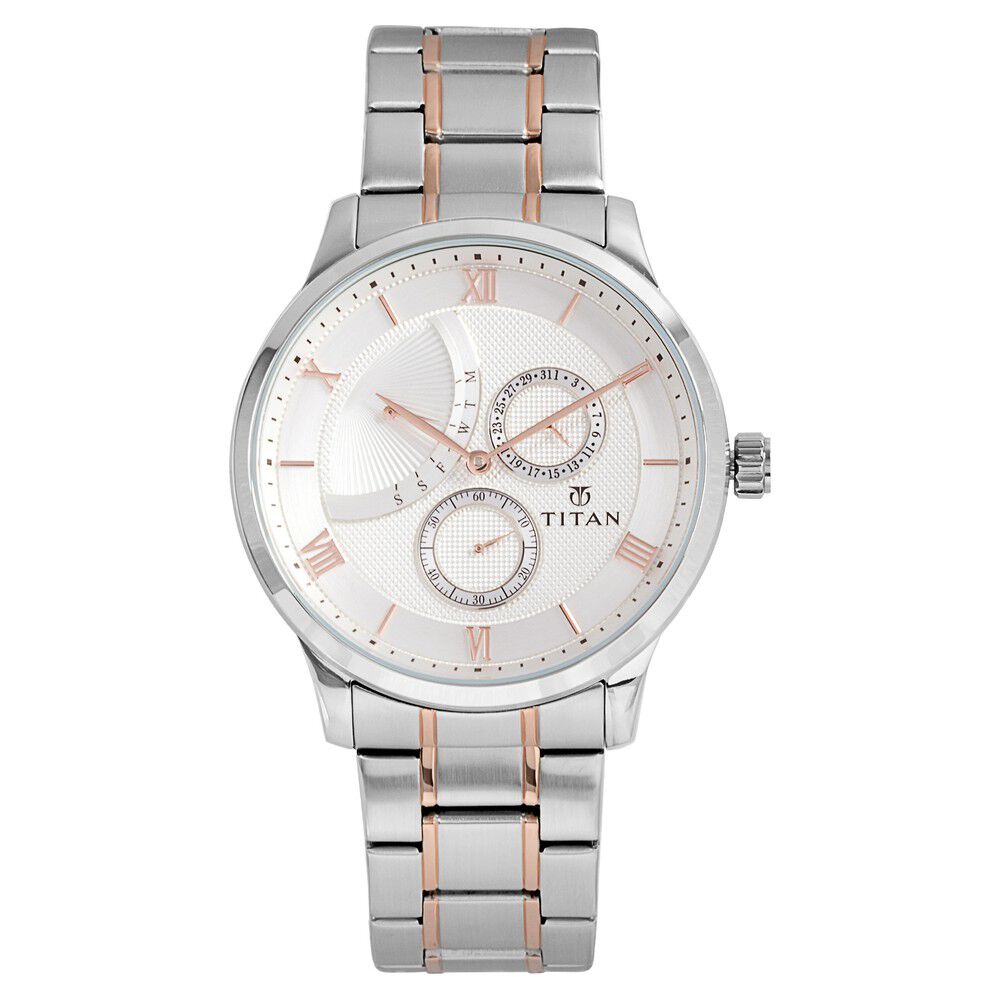 Buy Online Titan Quartz Multifunction White Dial Stainless Steel