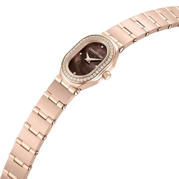 Cerruti 1881 Quartz Analog Brown Dial Rose Gold Colour Stainless Steel Strap Watch For Women - image number 1