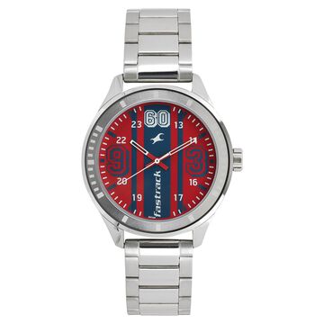 Fastrack Varsity Quartz Analog Red Dial Stainless Steel Strap Watch for Guys