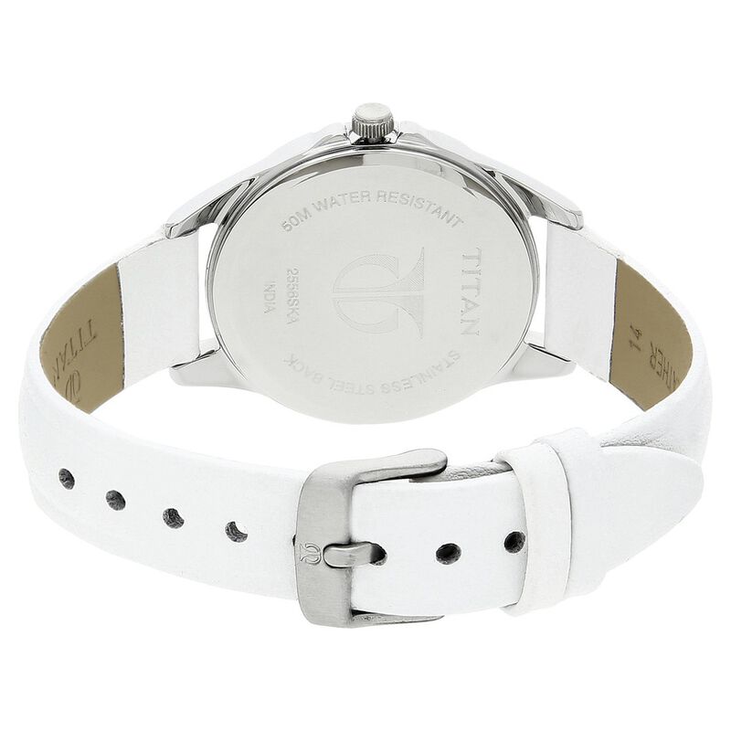 Titan Quartz Analog with Date Silver Dial Leather Strap Watch for Women - image number 3