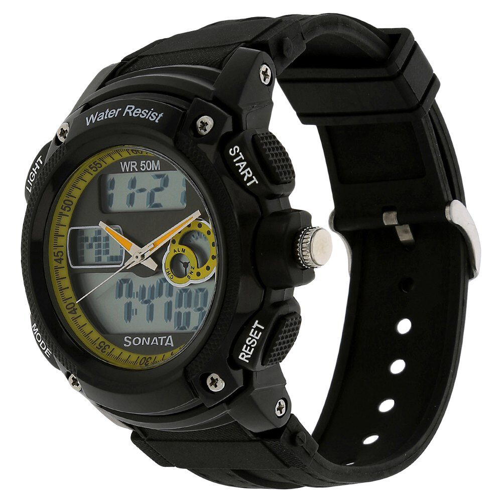 Buy Online SF Quartz Analog Digital Yellow Dial Plastic Strap