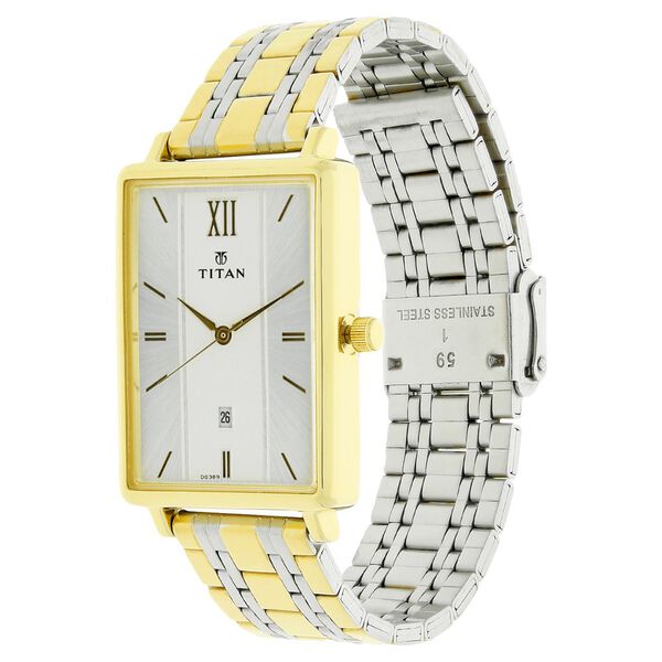 Titan Quartz Analog with Date White Dial Stainless Steel Strap Watch for Men - image number 1