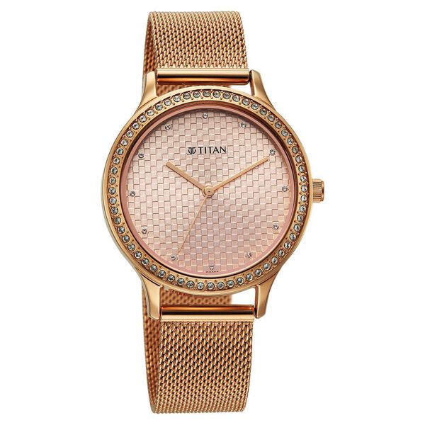Titan Purple Superheads Quartz Analog Rose Gold Dial Rose Gold Stainless Steel Strap Watch For Women - image number 1