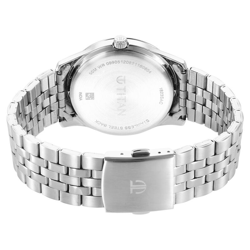 Titan Quartz Analog Silver White Dial Metal Strap Watch for Men - image number 4