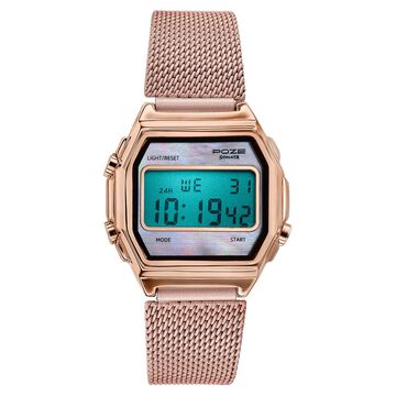 Poze By Sonata Digital Digital Pink Dial Pink Metal Strap Watch For Women