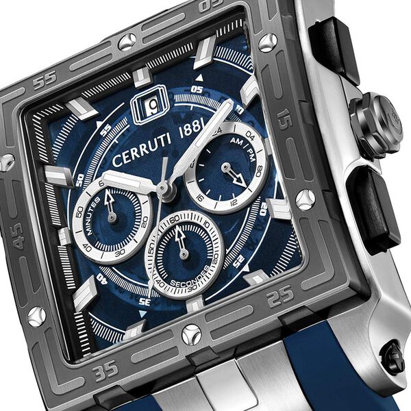 Cerruti 1881 Quartz Chronograph Blue Dial Blue Silicone Strap Watch For Men - image number 2