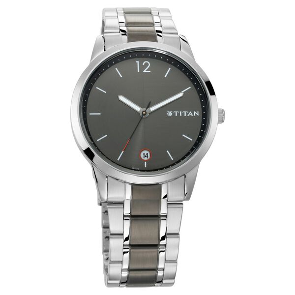 Titan Men's Timeless Style Watch: Refined Anthra Dial and Metal Strap - image number 0