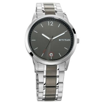 Titan Men's Timeless Style Watch: Refined Anthra Dial and Metal Strap