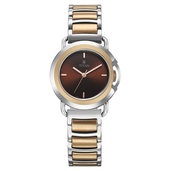 Titan Workmode Quartz Analog Brown Dial Stainless Steel Strap Watch For Women - image number 0