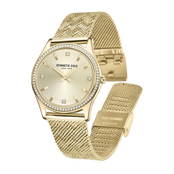 Kenneth Cole Quartz Analog Champagne Dial Stainless Steel Strap Watch for Women - image number 2