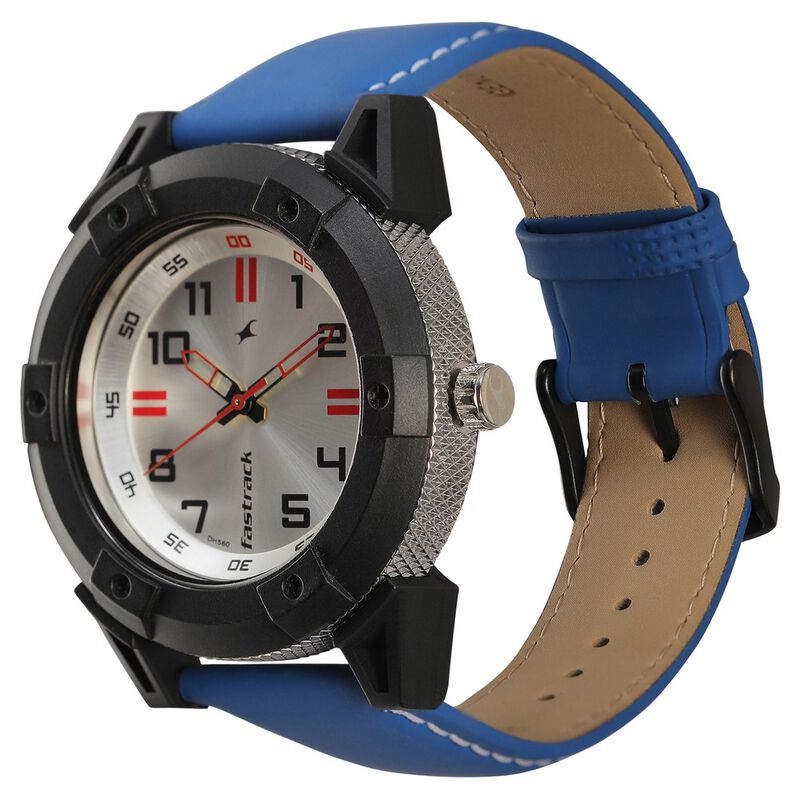 Fastrack Quartz Analog Silver Dial Leather Strap Watch for Guys - image number 2