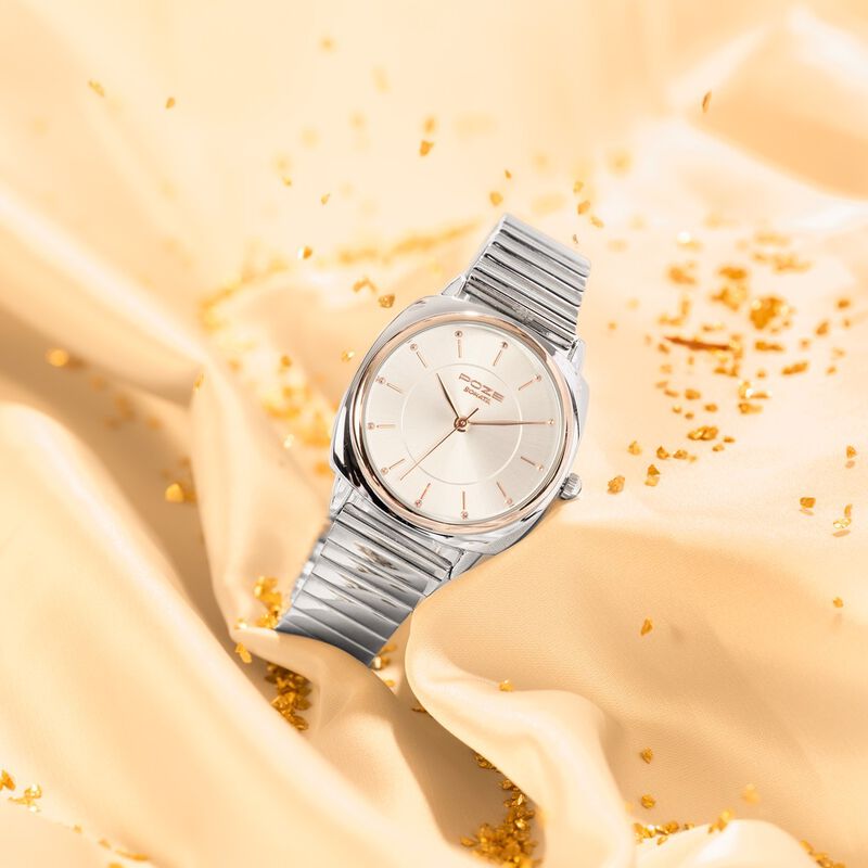 Sonata Poze Quartz Analog Silver Dial Silver Colour Stainless Steel Strap Watch For Women