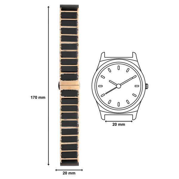 20 mm Black & Rose Gold Ceramic & Metal Strap for Men - image number 3