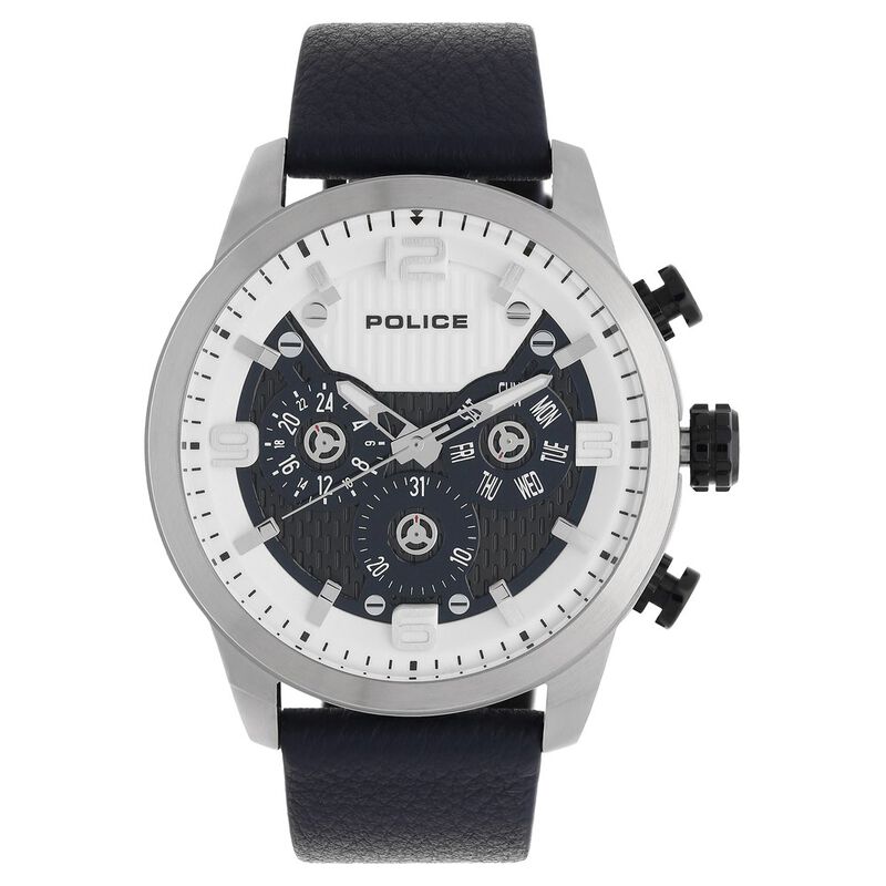 Police Quartz Multifunction Silver Dial Leather Strap Watch for Men - image number 0