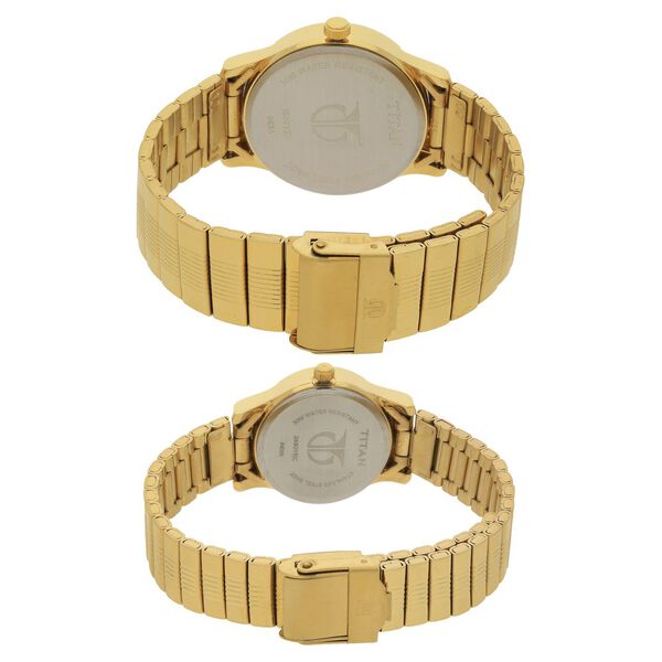 Titan Bandhan Champagne Dial Analog with Day and Date Stainless Steel Strap watch for Couple - image number 3