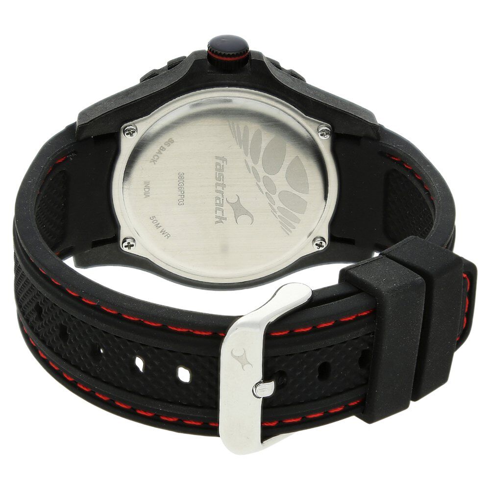 Buy Online Fastrack Light Weight Quartz Analog Black Dial Silicone Strap Watch for Guys nk38036pp03 Titan