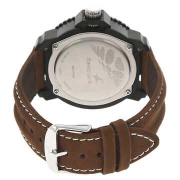 Fastrack Quartz Analog Silver Dial Leather Strap Watch for Guys
