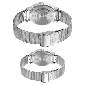 Sonata Quartz Analog with Date White Dial Metal Strap Watch for Couple