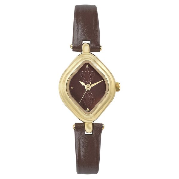 Titan Quartz Analog Brown Dial Leather Strap Watch for Women - image number 0