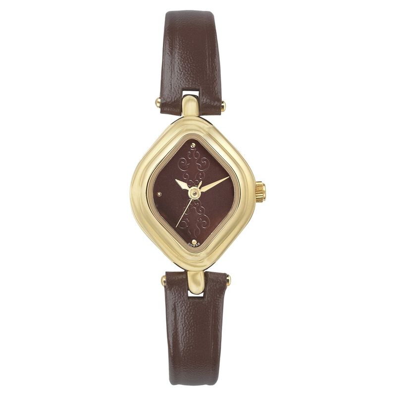 Titan Quartz Analog Brown Dial Leather Strap Watch for Women