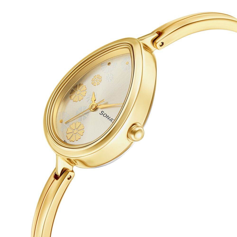 Buy Online Sonata Wedding Champagne Dial Women Watch With Metal Strap ns8169ym01 Titan