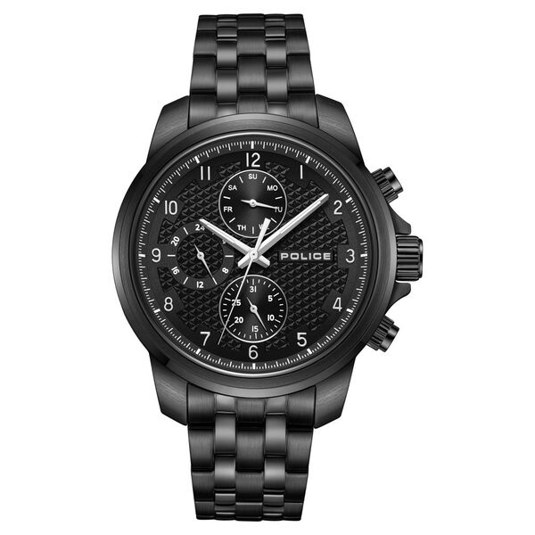 Police Multifunction Black Dial Black Metal Strap Watch For Men - image number 0