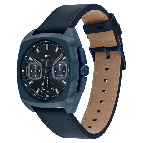 Tommy Hilfiger Quartz Multifunction Blue Dial Blue Leather Strap Watch for Men - image number 1