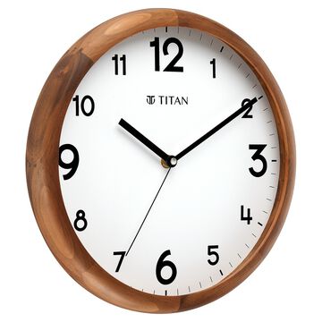 Titan Wooden Wall Clock White Dial and Silent Sweep - 30 cm x 30 cm (Medium)