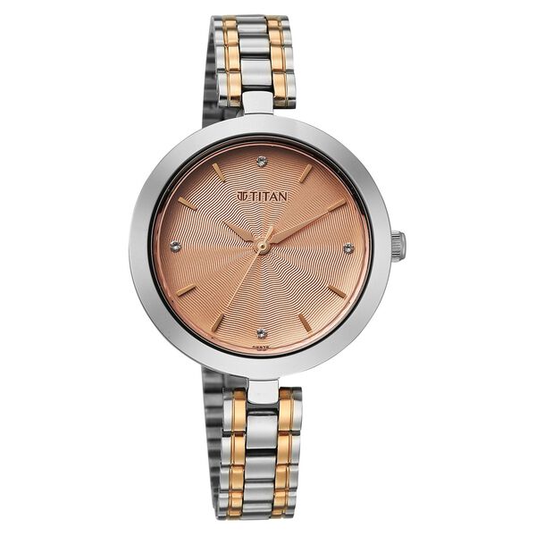 Titan Titan Karishma Quartz Analog Rose Gold Dial Two Toned Stainless Steel Strap Watch For Women - image number 1