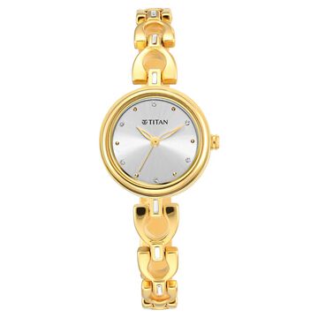 Titan Lagan Silver Dial Analog Metal Strap Watch for Women