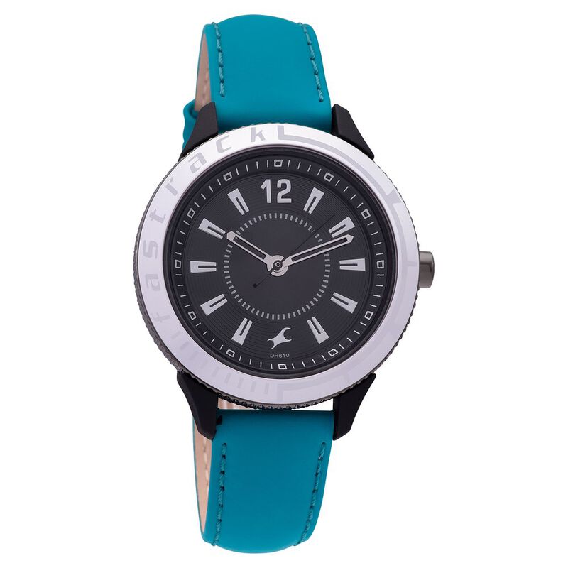 Fastrack Modular Quartz Analog Black Dial Leather Strap Watch for Girls
