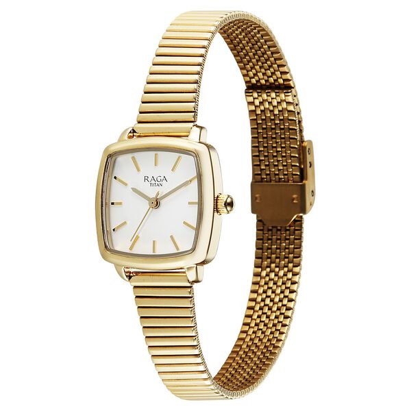 Titan Raga Showstopper Quartz Analog Champagne Dial Metal Strap Watch For Women - image number 2