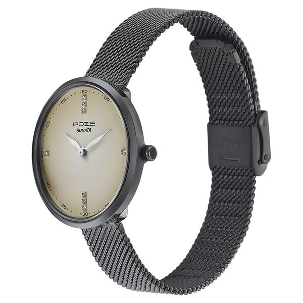 Sonata Poze Quartz Analog White Dial Mesh Strap Watch for Women - image number 2