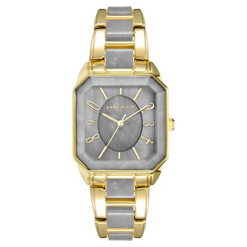 Anne Klein Quartz Analog Grey Dial Golden Plastic Strap Watch For Women