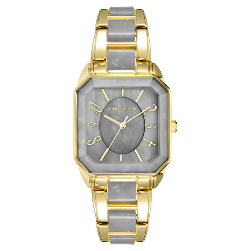 Anne Klein Quartz Analog Grey Dial Golden Plastic Strap Watch For Women