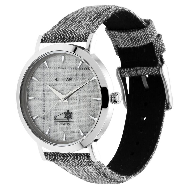 Buy Online Titan Khadi Grey Dial Analog Stainless Steel Strap Watch for