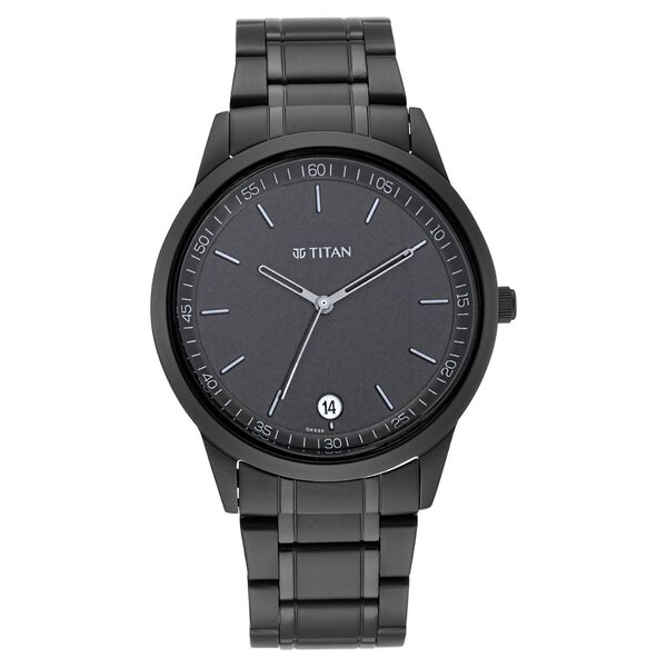 Titan Minimals Quartz Analog with Date Black Dial Black Metal Strap Watch For Men - image number 1