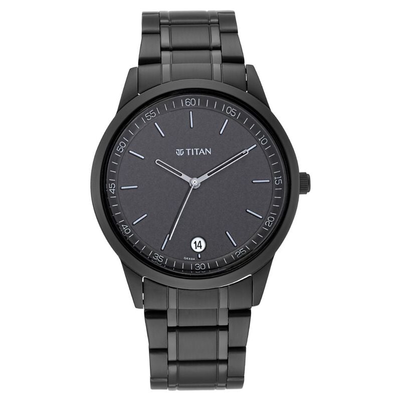 Titan Men's Timeless Style Watch: Refined Black Dial and Metal Strap - image number 1
