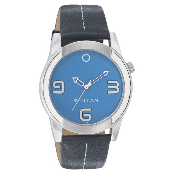 Titan Quartz Analog Blue Dial Leather Strap Watch for Men - image number 0