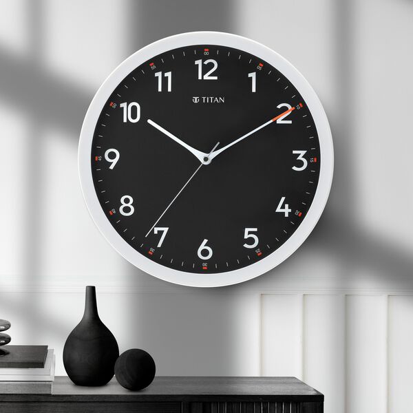 Titan Contemporary Black Wall Clock with Silent Sweep Technology - 30 cm x 30 cm (Medium) - image number 0