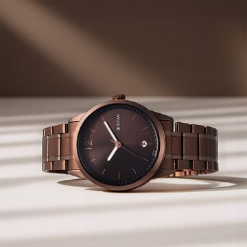 Titan Neo Splash Brown Dial Analog with Date Stainless Steel Strap Watch for Men