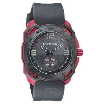 Fastrack All Nighters Quartz Analog Grey Dial Silicone Strap Watch for Guys