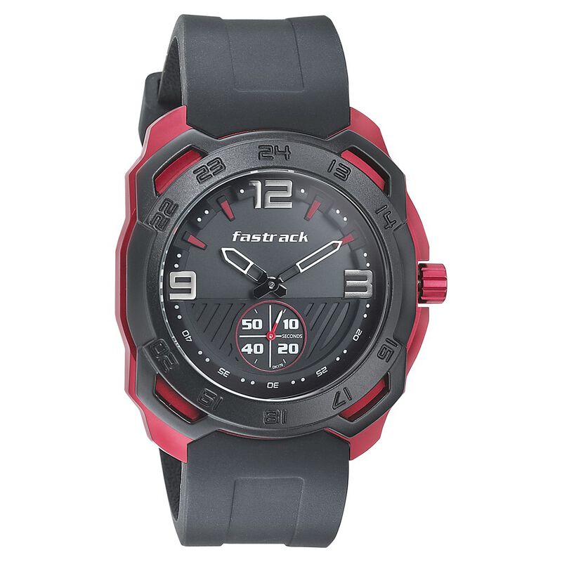 Fastrack All Nighters Quartz Analog Grey Dial Silicone Strap Watch for Guys