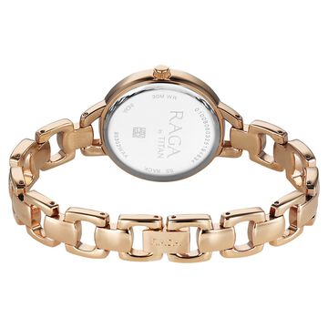 Titan Raga Showstopper Quartz Analog Rose Gold Dial Metal Strap Watch For Women