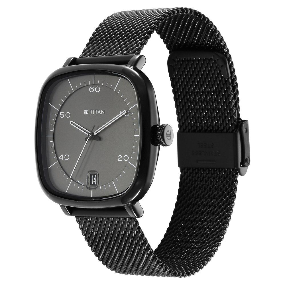 Titan Neo Curve Quartz Analog with Date Anthracite Dial Black Stainless  Steel Strap Watch for Men