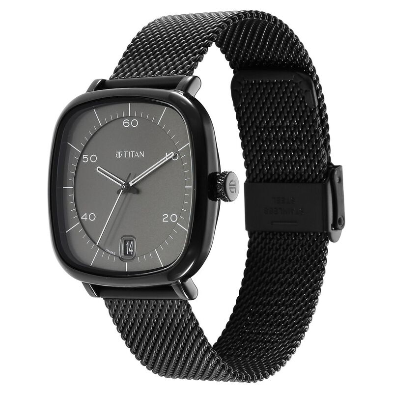 Titan Neo Curve Quartz Analog with Date Anthracite Dial Black Stainless Steel Strap Watch for Men - image number 2