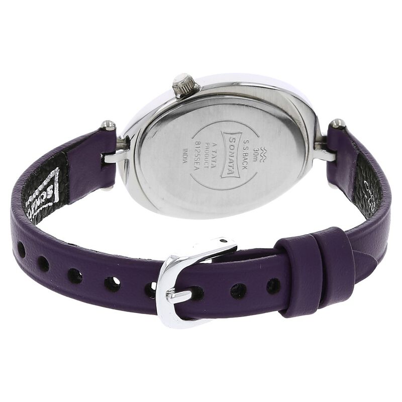 Sonata Quartz Analog Silver Dial Leather Strap Watch for Women - image number 3
